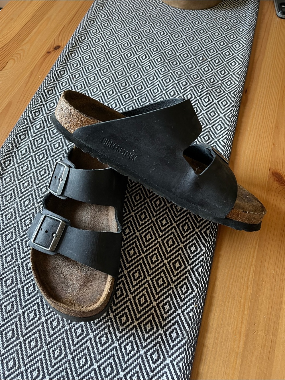 Unisex Birkenstock Black Two-Strap Sandal with Branded Buckles EU38 - Picture 6 of 6
